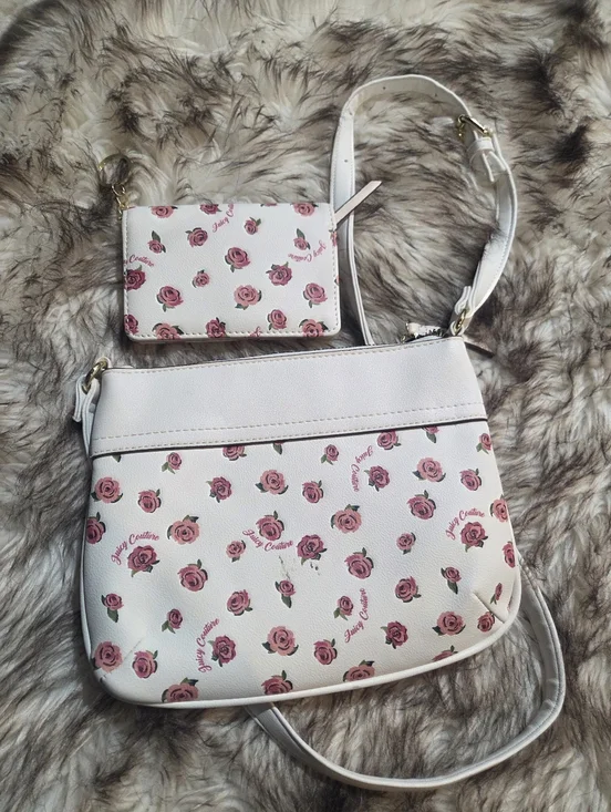 Juicy Couture White Floral Crossbody Bag with Matching Wallet - Picture 2 of 8